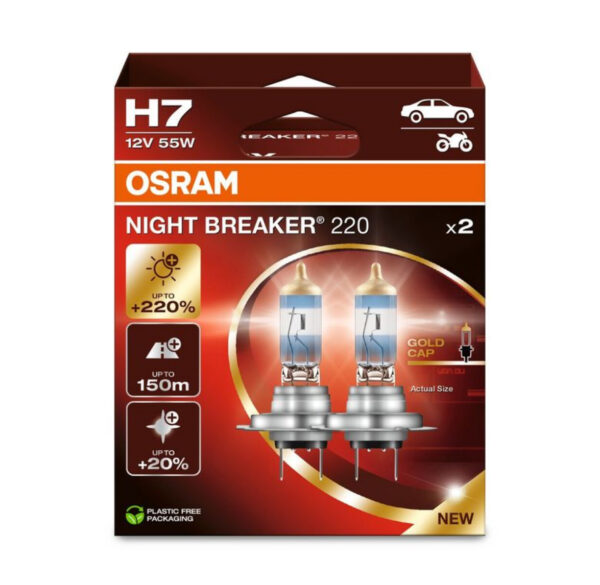 OSRAM NIGHT BREAKER LASER hõõgpirn 12V 55W H7 +220% 2tk