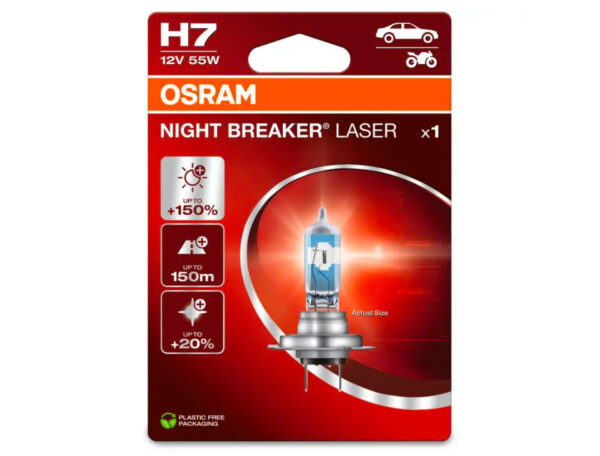 OSRAM NIGHT BREAKER LASER hõõgpirn 12V 55W H7 +150% 1tk