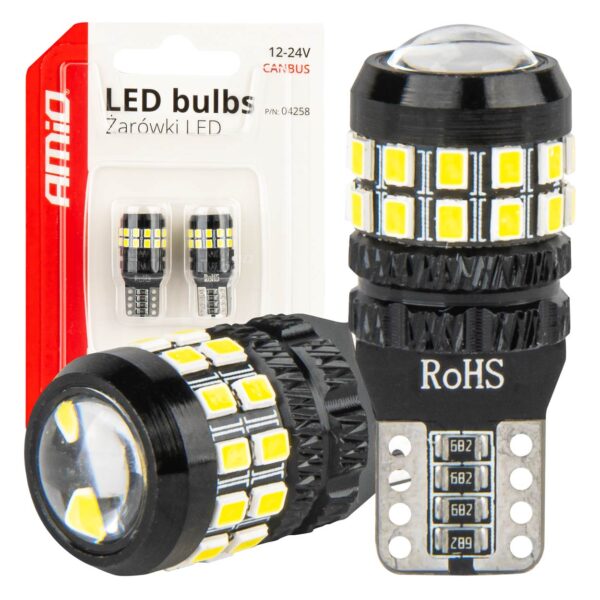 AMiO W5W T10 LED pirnid 27SMD CANBUS 12/24V