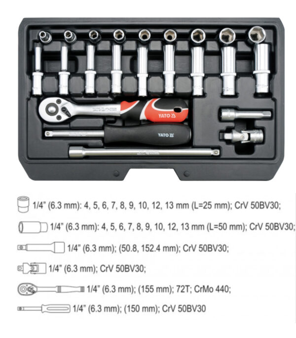 YATO tööriistakomplekt 23-osaline