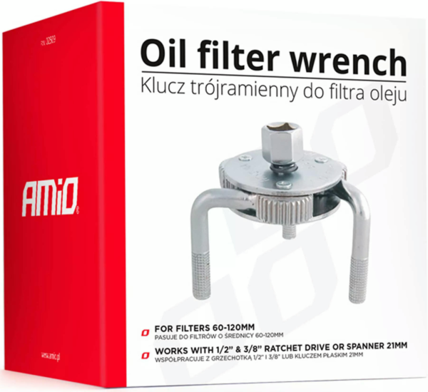 AMiO filtrivõti 1/2" 3/8" 21mm 60-120mm