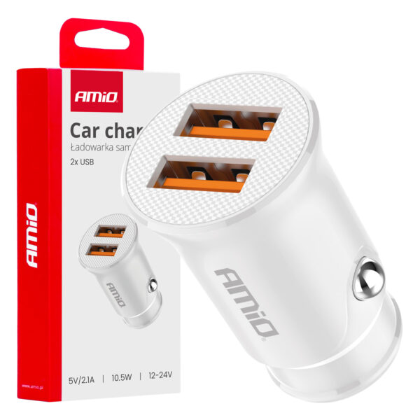 AMiO laadija 2x USB-A 10,5W 5V/2,1A 12/24V