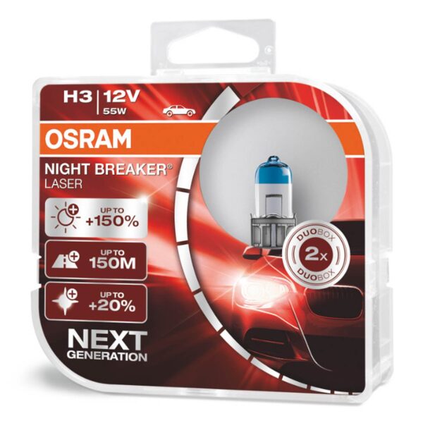 OSRAM NIGHT BREAKER LASER hõõgpirn H3 55W +150% 2tk