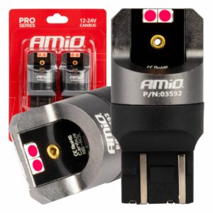 AMiO W21/5W punased LED pirnid 4x3030 SMD CANBUS 12/24V