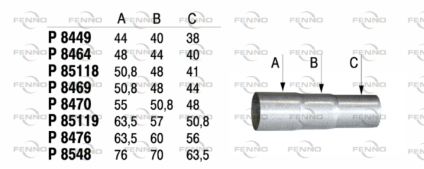 FENNOSTEEL summutitoru üleminek 63,5-60-56mm - Image 2